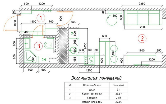 Общая схема планировки интерьера Полный дизайн проект в ЖК Сколково, Up-квартал Сколковский