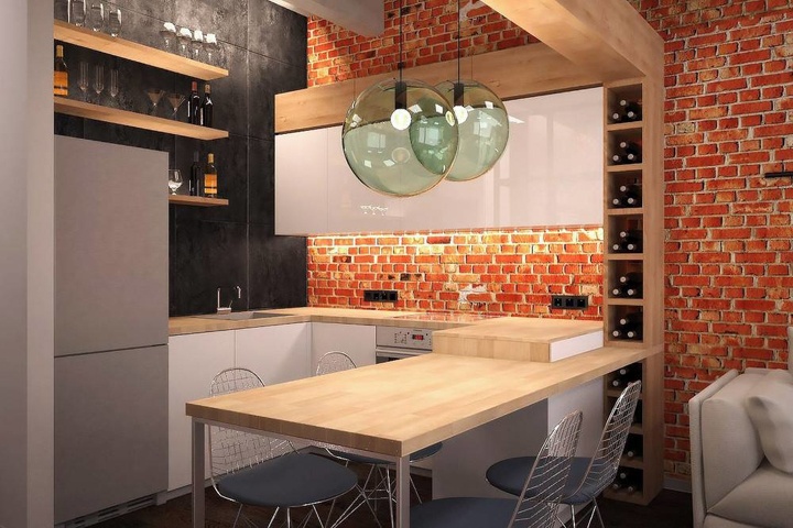 В однокомнатной квартире всегда будет лучший выбор будет использование вместо стола кухонное место.