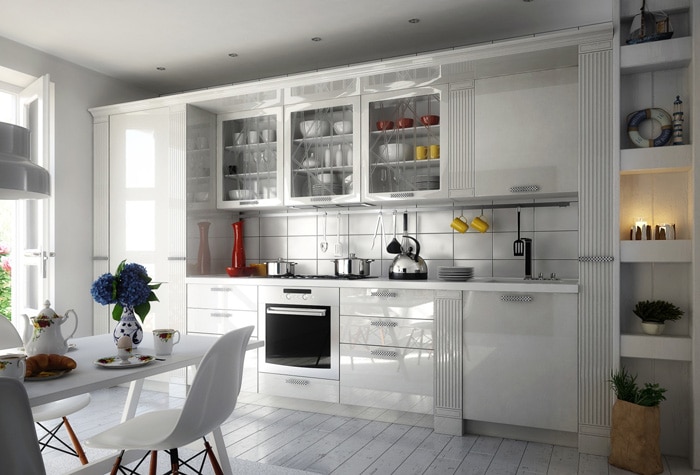 Классическая кухня в белом цвете подойдет не для каждой квартиры, только в светлом интерьере и достаточно большом. помещении. Фото или визуализация вам помогут определиться с выбором. При обращении к дизайнерам вам станет ясно, понравится ли вам новая кухня.